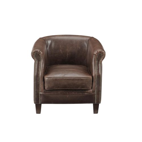Fauteuil Club 100% Cuir Vieilli Enguerrand