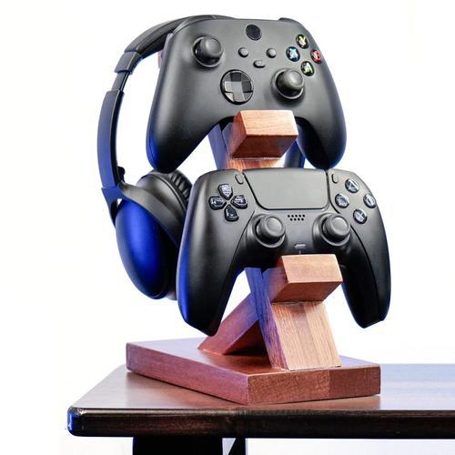 Support Manette, Support Casque Bois, Porte Manette, Porte Casque Pour Gamer Pc Xbox One Ps5 Ps4, Porte Casque Gamer De Jeu Est Fabriqué En Bois De Sapin