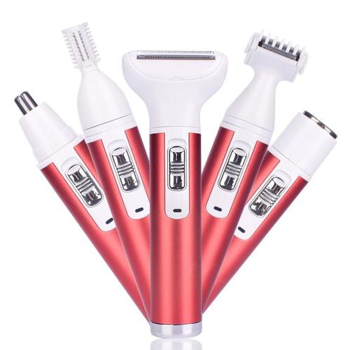 Épilateur Électrique Indolore, Rechargeable Par Usb, Indolore, Pour Femme,Rasoir Portable Pour Épilation Du Visage, Avec Écran Lcd, - 5 In 1 Rouge