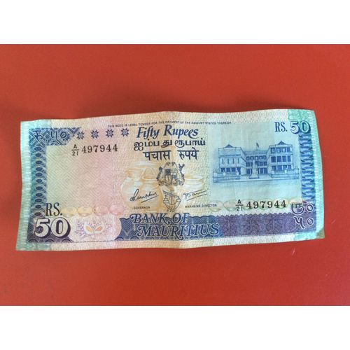 1 Billet De 50 Rupees, Maurice, 1986