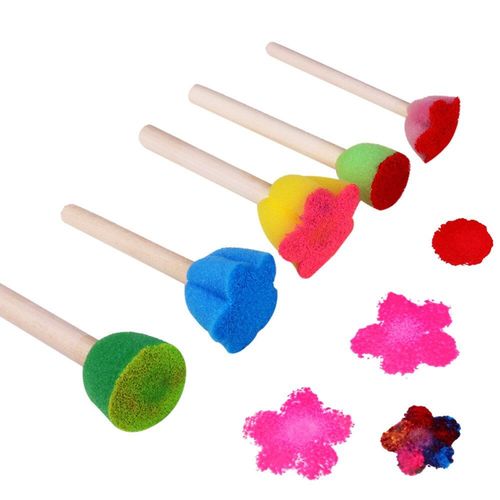 Jouets En Bois Pour Enfants, 5 Pièces/Lot, Bricolage, Peinture, Éponge, Brosse, Poignée, Jouet Pour Bébé, Dessin Éducatif, Graffiti, Outils - 21hhyx0715a00449