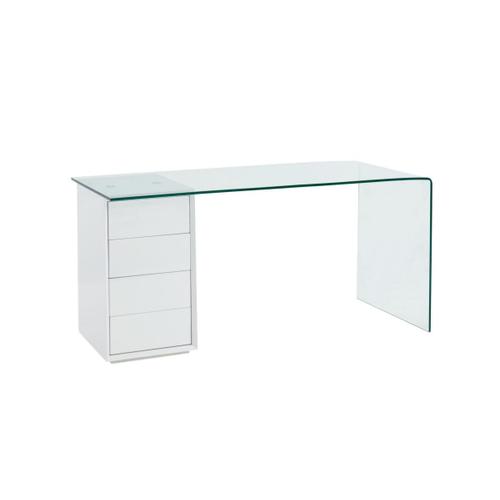 Bureau Muriel Avec Rangements - 4 Tiroirs - Verre Trempé & Mdf