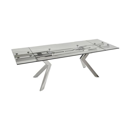 Table À Manger Extensible Velika - Verre Trempé & Métal - 6 À 8 Couverts