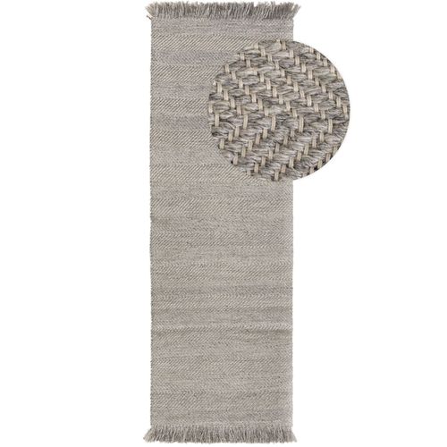 Tapis De Couloir En Laine Lars Gris Clair 70x200 Cm - Tapis Nature