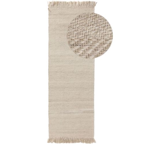 Tapis De Couloir En Laine Lars Crème 70x200 Cm - Tapis Nature