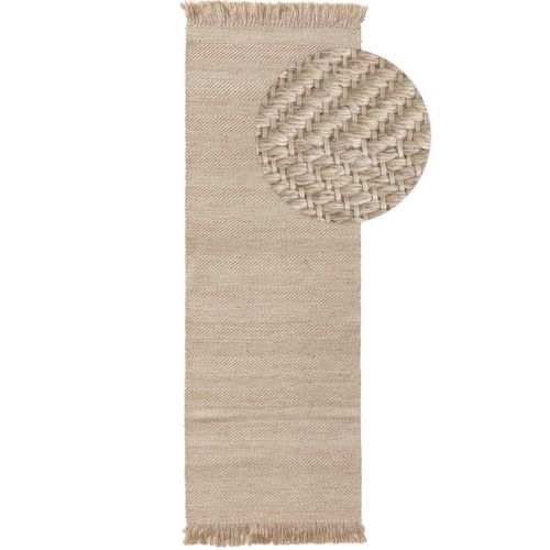 Tapis De Couloir En Laine Lars Beige 70x200 Cm - Tapis Nature