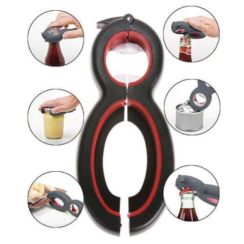 6 En 1 Ouvre-Boîte Multi Fonction Canette Bière Décapsuleur 8 En Forme De Pot Pince Peut Bière Couvercle Torsion Off Jar Ouvre 4bo