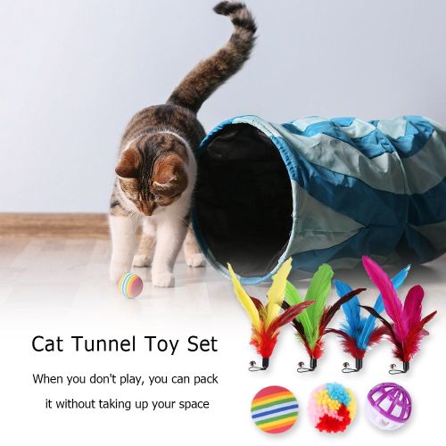 14 Pièces Chat Tunnel Jouets Molaire Animal De Compagnie Puzzle Pliable Tube De Jeu Chat Bâton Souris Menthe Poivrée Poisson P 4bo