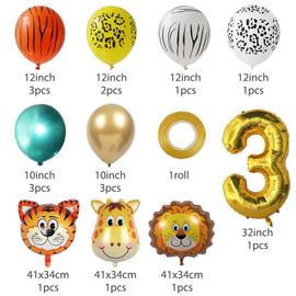 18 Pieces Animaux Ballons Garcon Enfants 1 2 3 4 5 6 7 8 9 Ans Decorations De Fete D Anniversaire Numero Ballon Bebe Douche Jungle Safari Theme 3 Number Set Rakuten