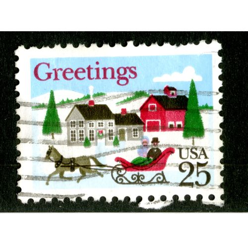 Timbre Oblitéré Usa 25 Greetings