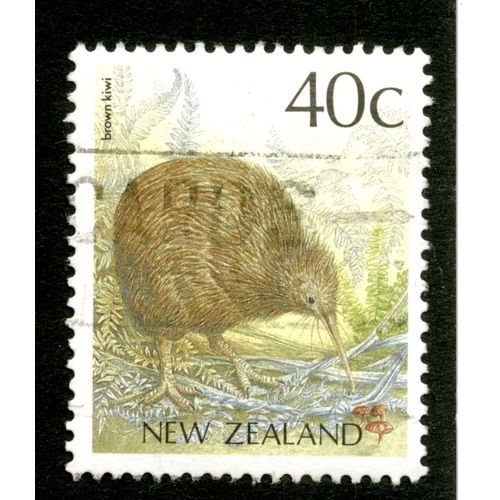 Timbre Oblitéré New Zealand, Brown Kiwi, 40 C