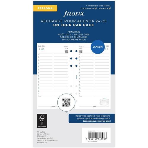 Filofax Recharge 1 Jour Par Page - Fran¿Ais - Acad¿Mique Format Personal