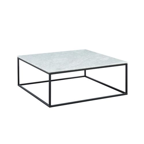 Table Basse Design Aretha - Marbre Et Métal - Blanc Et Noir
