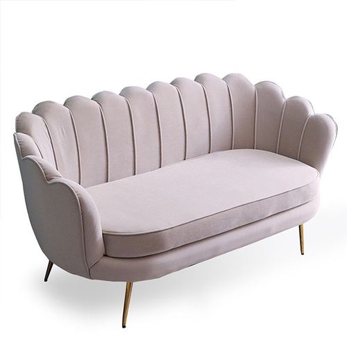 Canapé Arrondi Gatsby Velours Argent Pieds Or - Taupe
