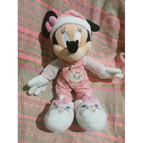 Doudou Peluche Minnie Pyjama Chaussons Rose Brodé Marie Disneyland