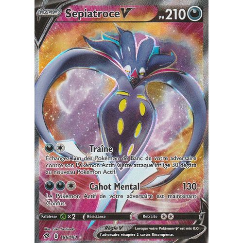 Carte Pokemon - Sepiatroce V - Ultra Rare En Full Art - 186/192 - 210 Pv - Épée Et Bouclier 2 Clash Des Rebelles