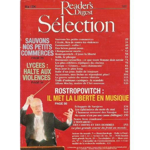 Sélection Du Reader's Digest N° 567 : Sauvons Nos Petits Commerces. Lycees: Halte Aux Violences. Rostropovitch: Il Met La Liberté En Musique