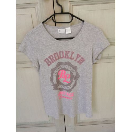 Tee Shirt Gris Baltimore League Sérigraphié Devant Taille 16 Ans