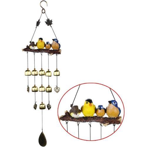 Carillons éoliens Carillons à Vent décoratifs d'extérieur Cloche avec Bon Son pour Le Jardin,Le Chambre Mural (Oiseaux Bleu+Jaune)