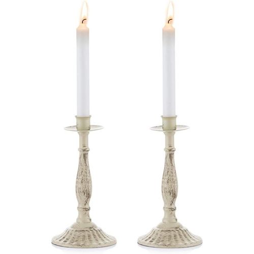 Bougeoirs Coniques en Métal Vintage pour Table Décorative, Support de Chandelier Minable en Fer Forgé pour Bougies Coniques, Bougeoir Antique en Ivoire pour Décor de Fête de Mariage, Ivoire