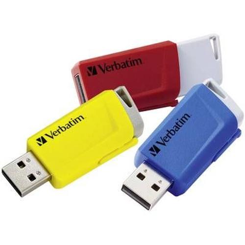 Verbatim Store 'n' Click - Clé USB - 16 Go - USB 3.2 Gen 1 - bleu, jaune, rouge (pack de 3)