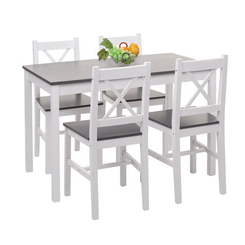 Ensemble De Salle À Manger Hwc-F77, Coin Salon, Style Rustique-Cottage, En Bois Massif, 110 Cm   Blanc-Gris