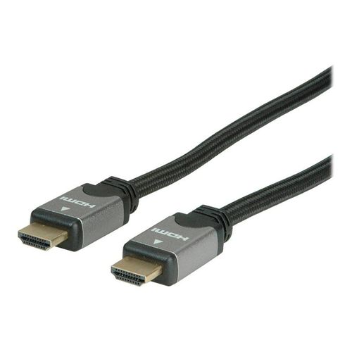 Roline High Speed - Câble HDMI avec Ethernet - HDMI mâle pour HDMI mâle - 2 m - double blindage - noir / argent