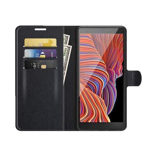 Dlh - Étui À Rabat Pour Téléphone Portable - Noir - Pour Samsung Galaxy Xcover 5
