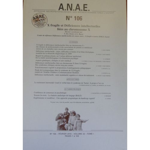 Anae N° 106 X Fragile Et Déficiences Intellectuelles Liées Au Chromosome X