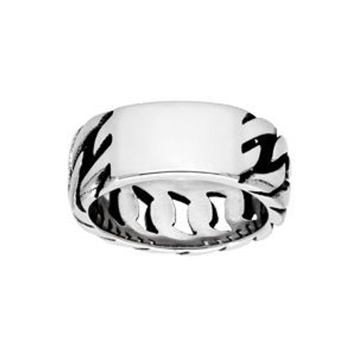 Bague Acier Maille Gourmette Avec Plaque À Graver
