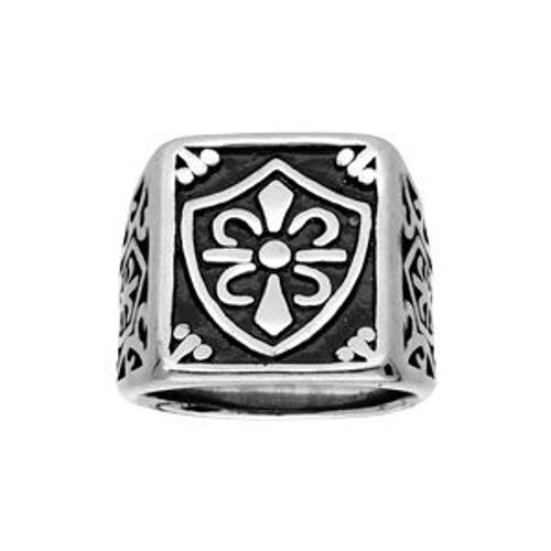 Bague Acier Rectangulaire Fleur De Lys