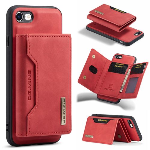 Coque Portefeuille Amovible Étuis Antichoc Rabat Housses Avec Fente Carte, Portefeuille Etui En Cuir Pu Premium Iphone 7 - Rouge