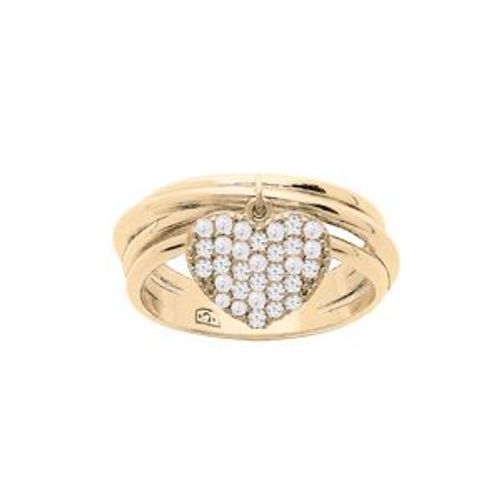 Bague Plaqué Or 4 Fils Pampille Coeur Oxydes Blancs