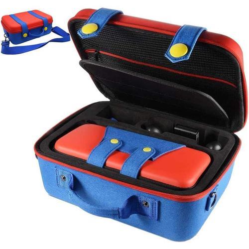 2 En 1 Étui De Transport De Voyage Compatible Avec Le Système Nintendo Switch, Mignon Et De Luxe Portable - Bleu/Rouge