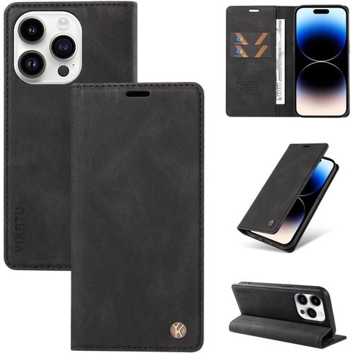 Coque Pour Samsung Galaxy A7 2018 Housse Etui Portefeuille, Cuir Multifonction, Fermeture Magnétique À Clapet Anti-Choc - Noir