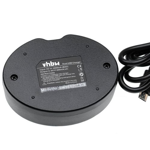 vhbw Chargeur de batterie double USB compatible avec Hitachi VM-H945 caméra, DSLR, action-cam