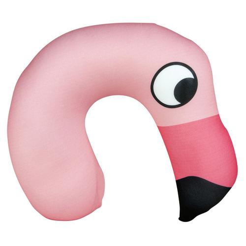 Promotion ! Coussin De Nuque / Oreiller De Voyage 'flamant Rose' Rose - 28x26 Cm