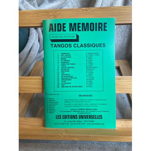 Tangos Classiques Aide Mémoire Partition Poche Accordéon Éditions Universelles