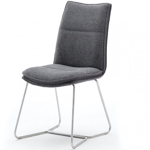 Lot De 2 Chaises Design Halsou Tissu Anthracite Et Pieds Acier Brossé