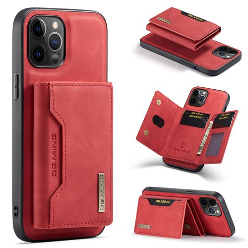 Coque Portefeuille Amovible Étuis Antichoc Rabat Housses Avec Fente Carte, Portefeuille Etui En Cuir Pu Premium Iphone 12 Pro - Rouge
