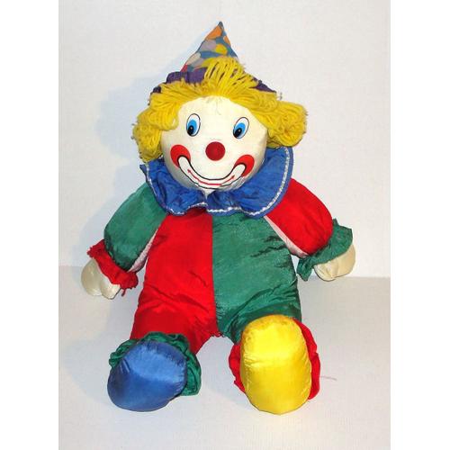 Clown En Toile Cuddle Wit Peluche Vintage Cheveux En Laine Jaune Doudou Clown Style Puffalump 58 Cm