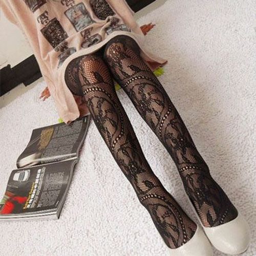 Bas Jacquard À Motif Résille Pour Femmes Et Filles,Collants,Collants,Noir,Sexy,Tête De Mort,Dame,Mode,1 Pièce,Dww42