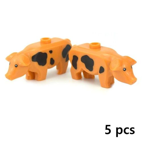 Blocs De Construction En Briques De Moc Pour Animaux De Compagnie,Modèle Créatif,Mignon,Petit Animal,Zoo,Chien,Canard,Tortue,Pingouin,Chat,Cochon,Oiseau,Lapin,Jouets - Type 5pcs Pig C