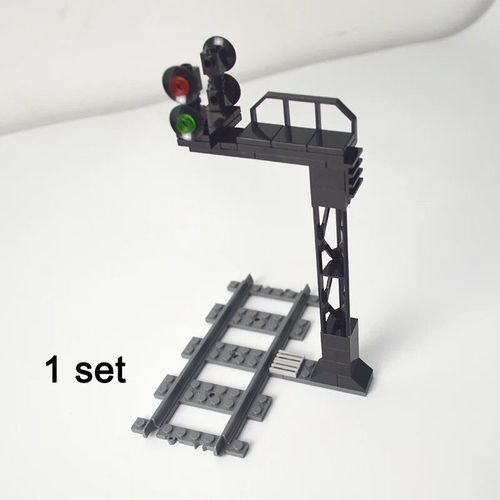 Rail De Train De Ville En Briques,Modèle De Jouet,Piste Souple,Incurvée Et Droite Pour Enfants,Cadeau Compatible Avec Toutes Les Marques De Chemin De Fer Leduo - Type Train Traffic Light