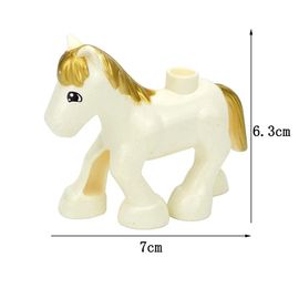 Blocs De Construction De Grande Taille Pour Enfant,Jouets D'animaux,Animaux De Ferme,Zoo,Canard,Chat,Chien,Lion,Baleine,Modèle,Accessoires,Cadeaux - Type White Pony