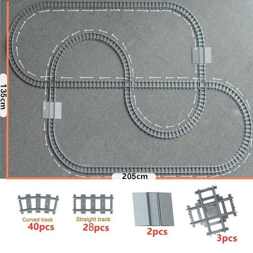 City Train Rail Rack Bricks Model Toy,Soft Track,Cruved And Straight,Cadeau Pour Enfants,Compatible Avec Toutes Les Marques De Chemin De Fer - Type New Set 4