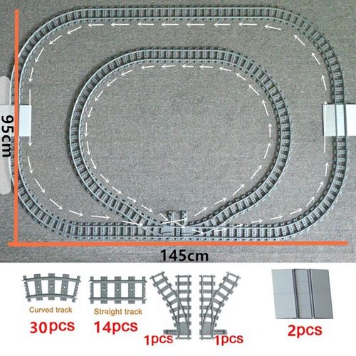 City Train Rail Rack Bricks Model Toy,Soft Track,Cruved And Straight,Cadeau Pour Enfants,Compatible Avec Toutes Les Marques De Chemin De Fer - Type Set 002