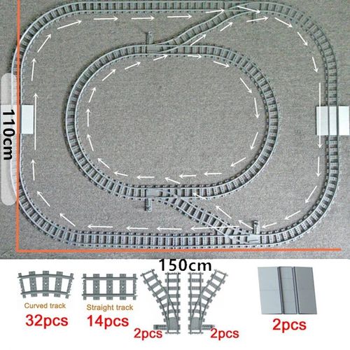 City Train Rail Rack Bricks Model Toy,Soft Track,Cruved And Straight,Cadeau Pour Enfants,Compatible Avec Toutes Les Marques De Chemin De Fer - Type Set 003