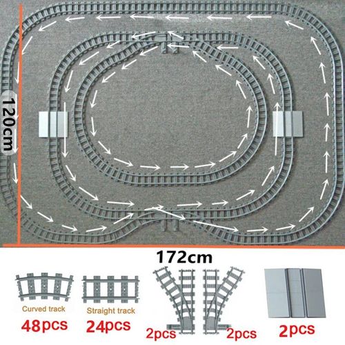 City Train Rail Rack Bricks Model Toy,Soft Track,Cruved And Straight,Cadeau Pour Enfants,Compatible Avec Toutes Les Marques De Chemin De Fer - Type Set 001