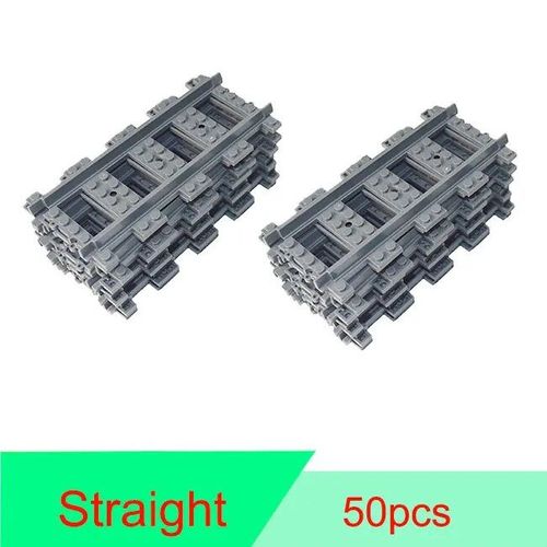 City Train Rail Rack Bricks Model Toy,Soft Track,Cruved And Straight,Cadeau Pour Enfants,Compatible Avec Toutes Les Marques De Chemin De Fer - Type Stright 50pcs